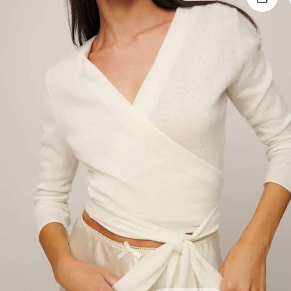 Reformation Cream Wrap Sweater